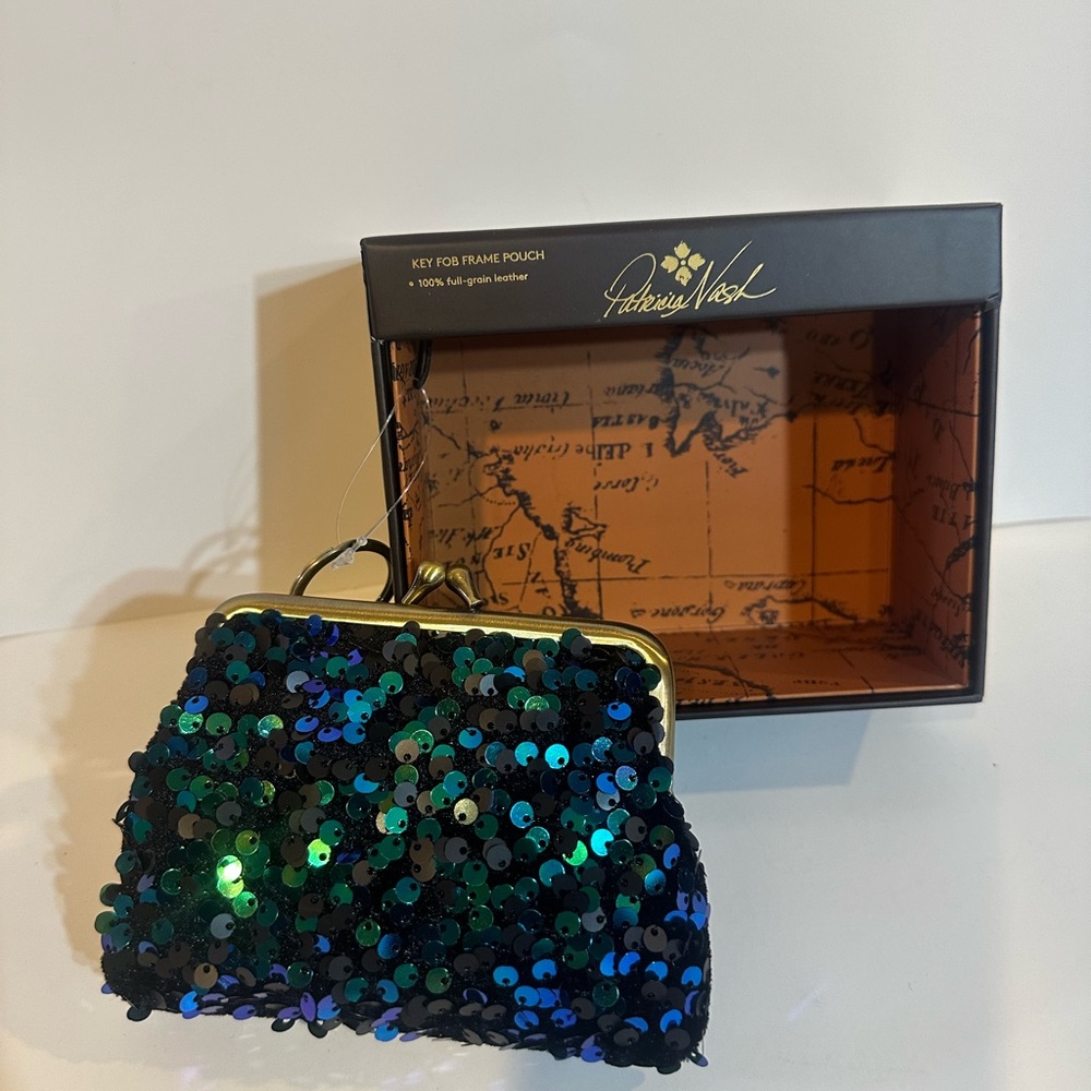 Patricia Nash Black and Blue Sequin Clutch